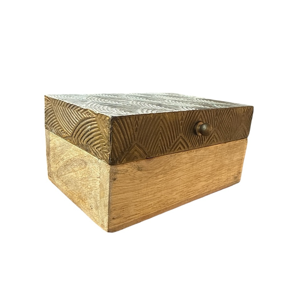 Wooden Decorative Box with Carved Design